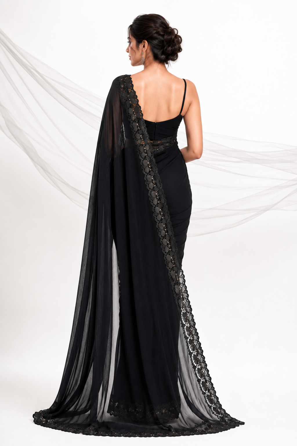 Black Lace Border Saree saree