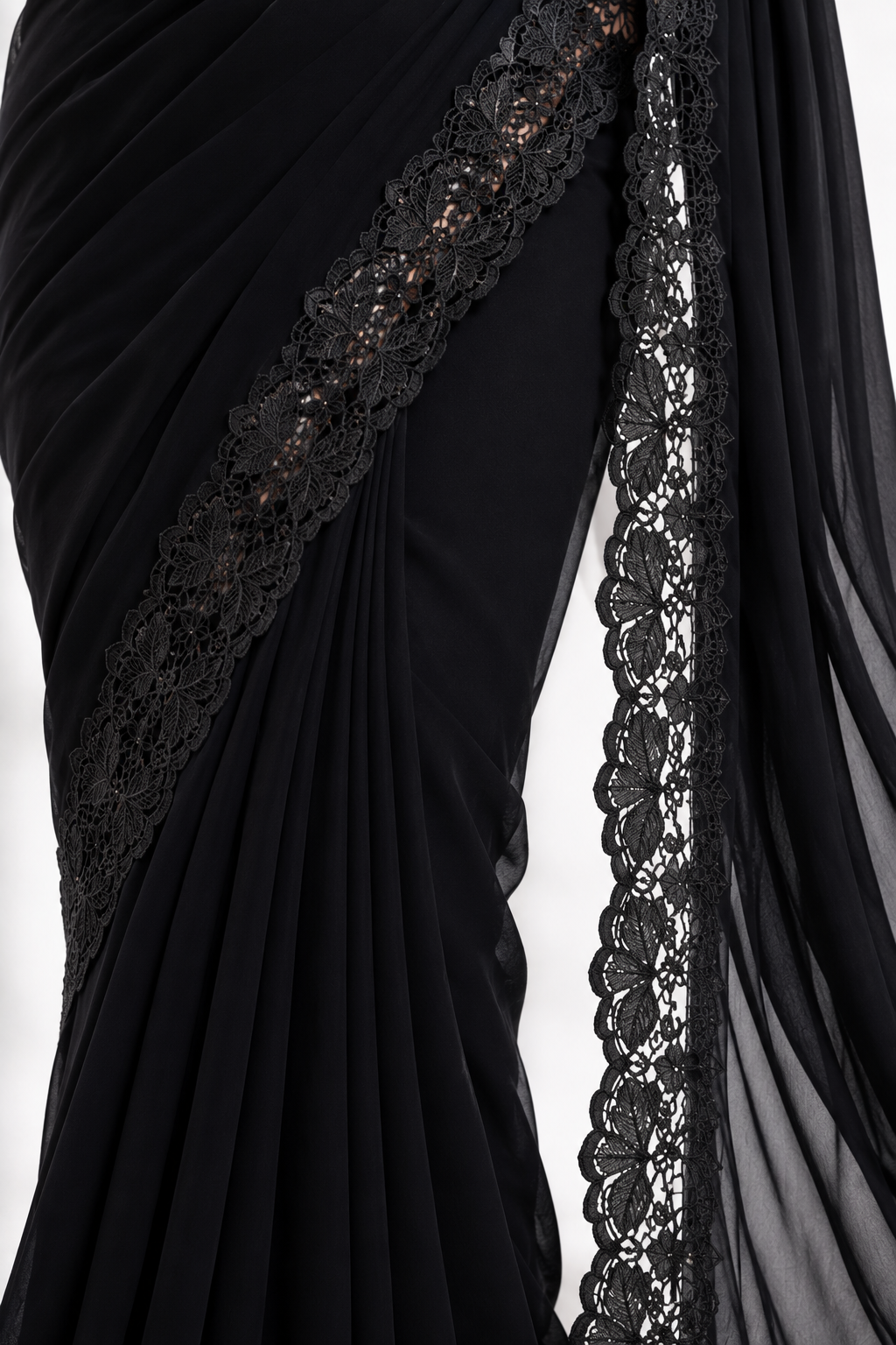 Black Lace Border Saree saree