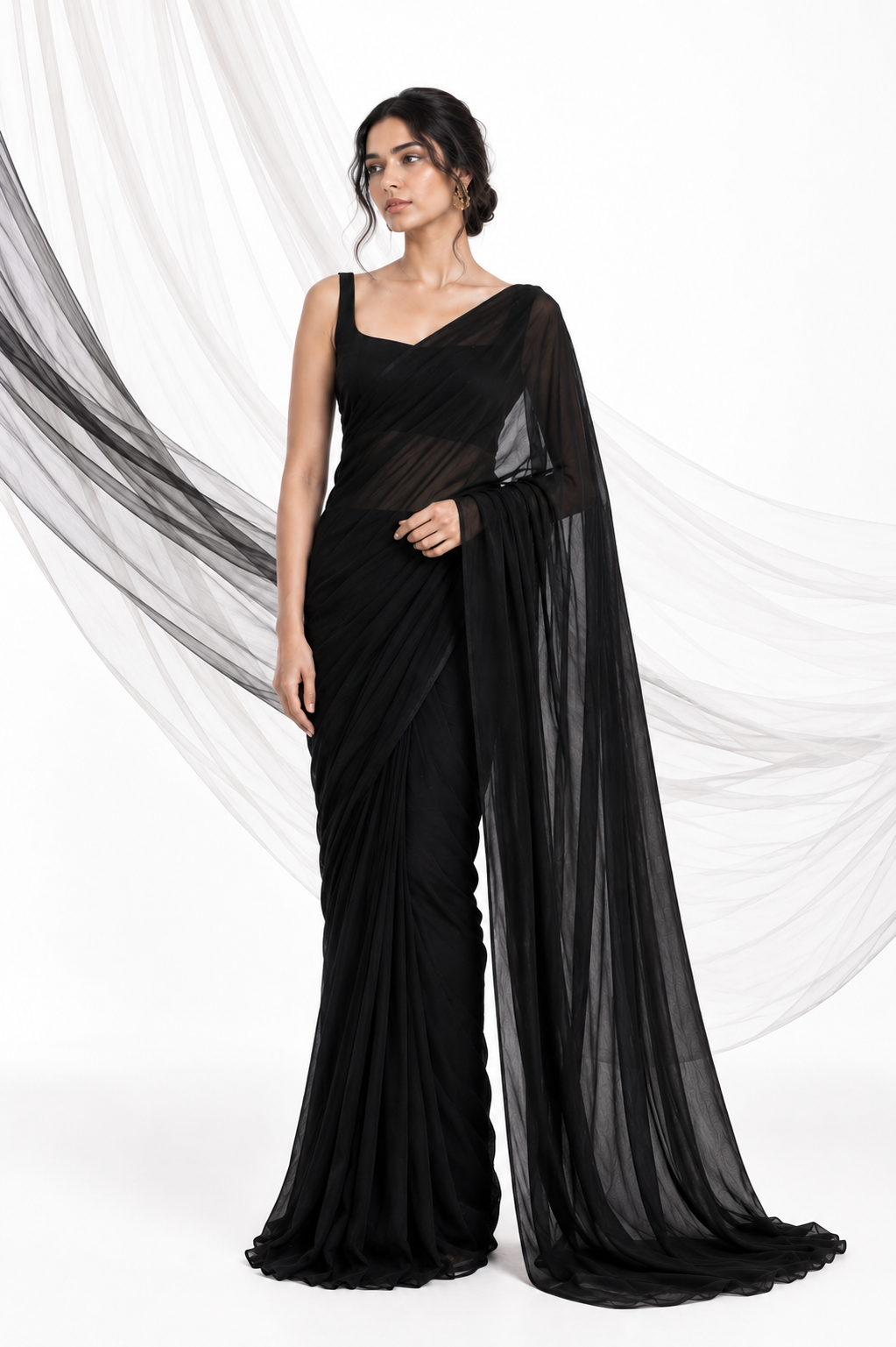 Mud Black Georgette Saree