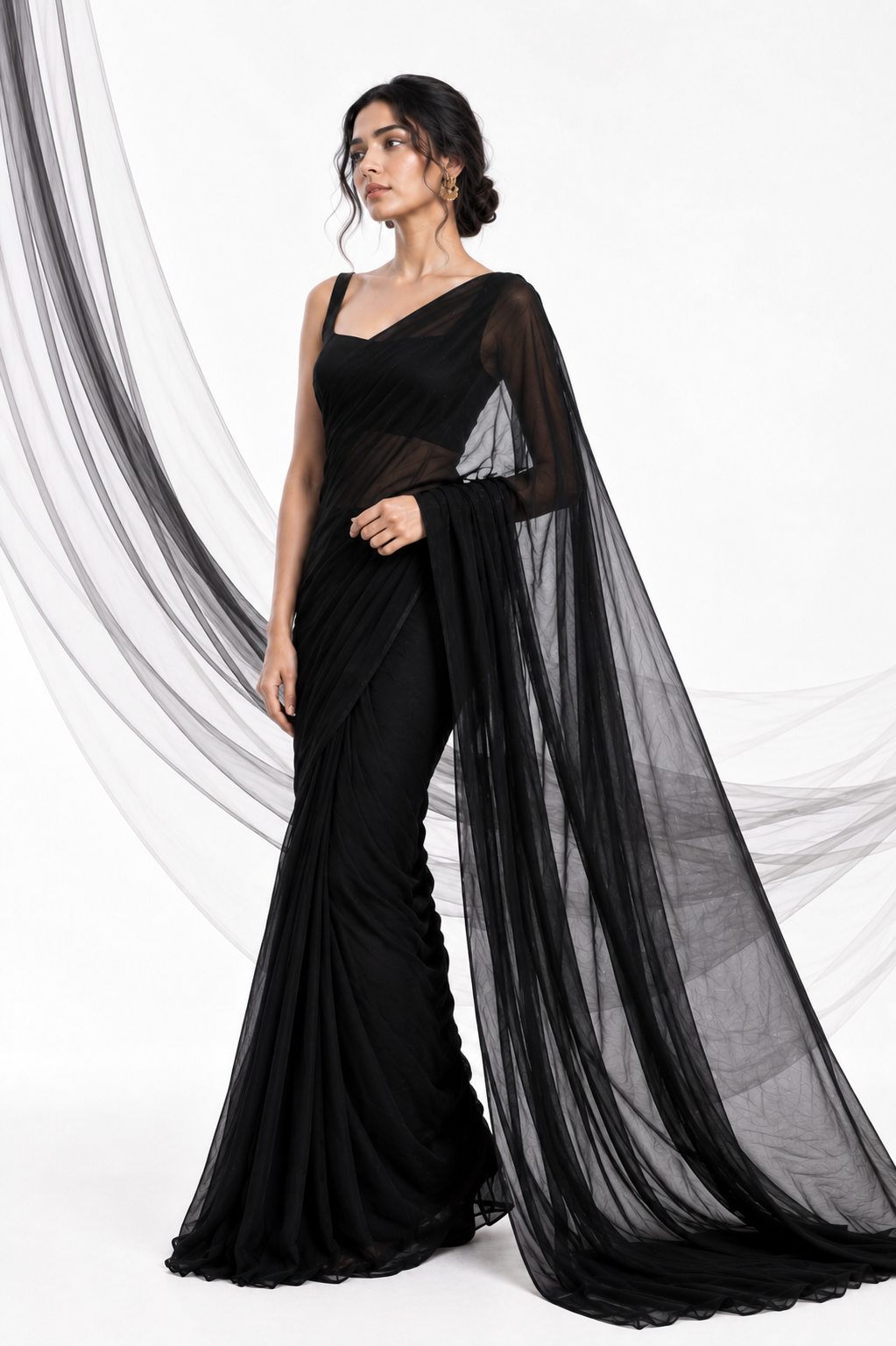 Mud Black Georgette Saree