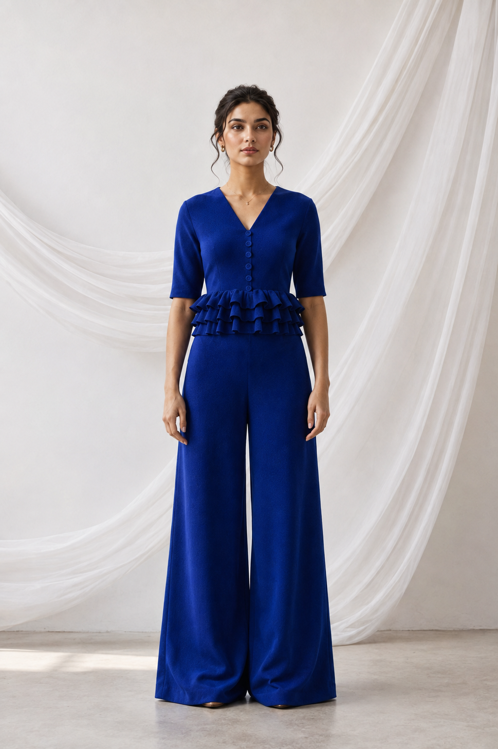 Royal Blue Layered-Ruffle Co-ords