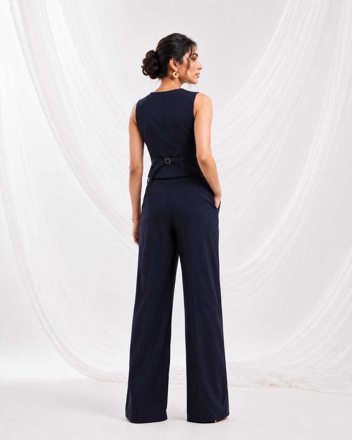 Tailored waistcoat with wide-leg trousers