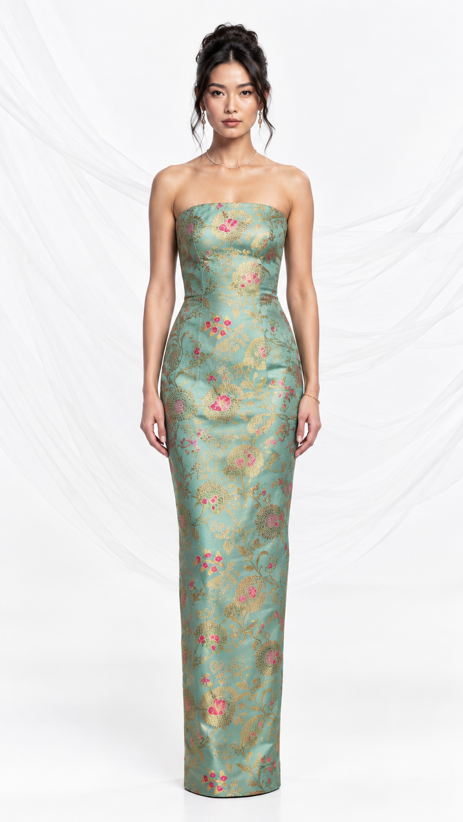 Brocade strapless gown