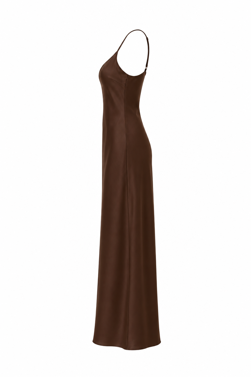 Satin Slip Midi Dress – Dark Brown