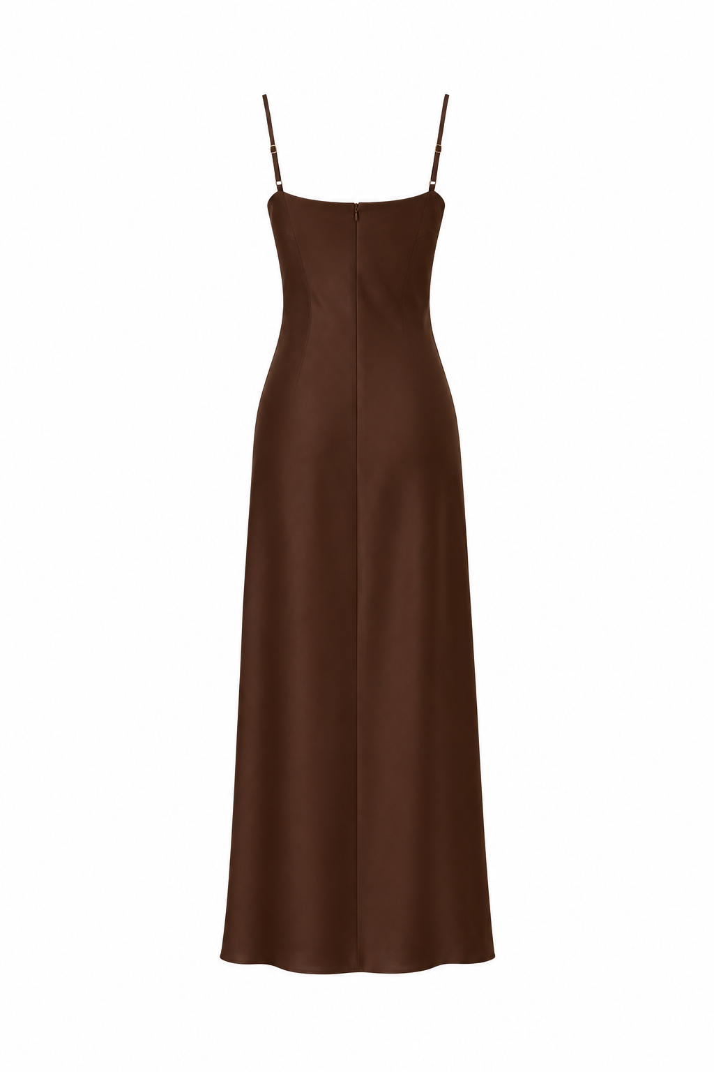 Satin Slip Midi Dress – Dark Brown