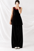 Black velvet two-piece co-ord