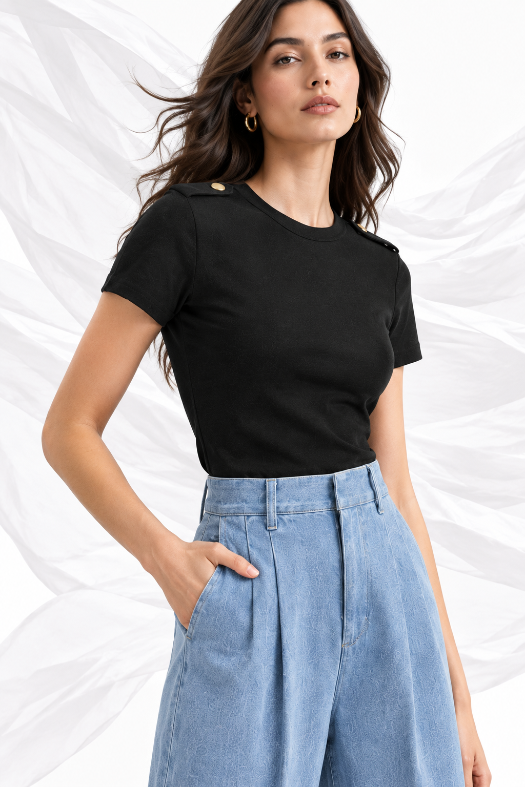 Black epaulet top
