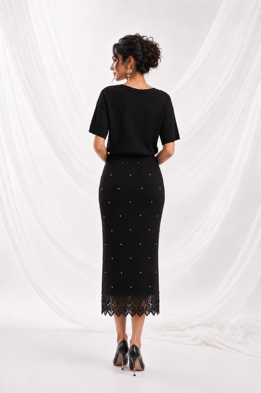 Black Ribbed Knit Co-Ord Set I  I vnelle