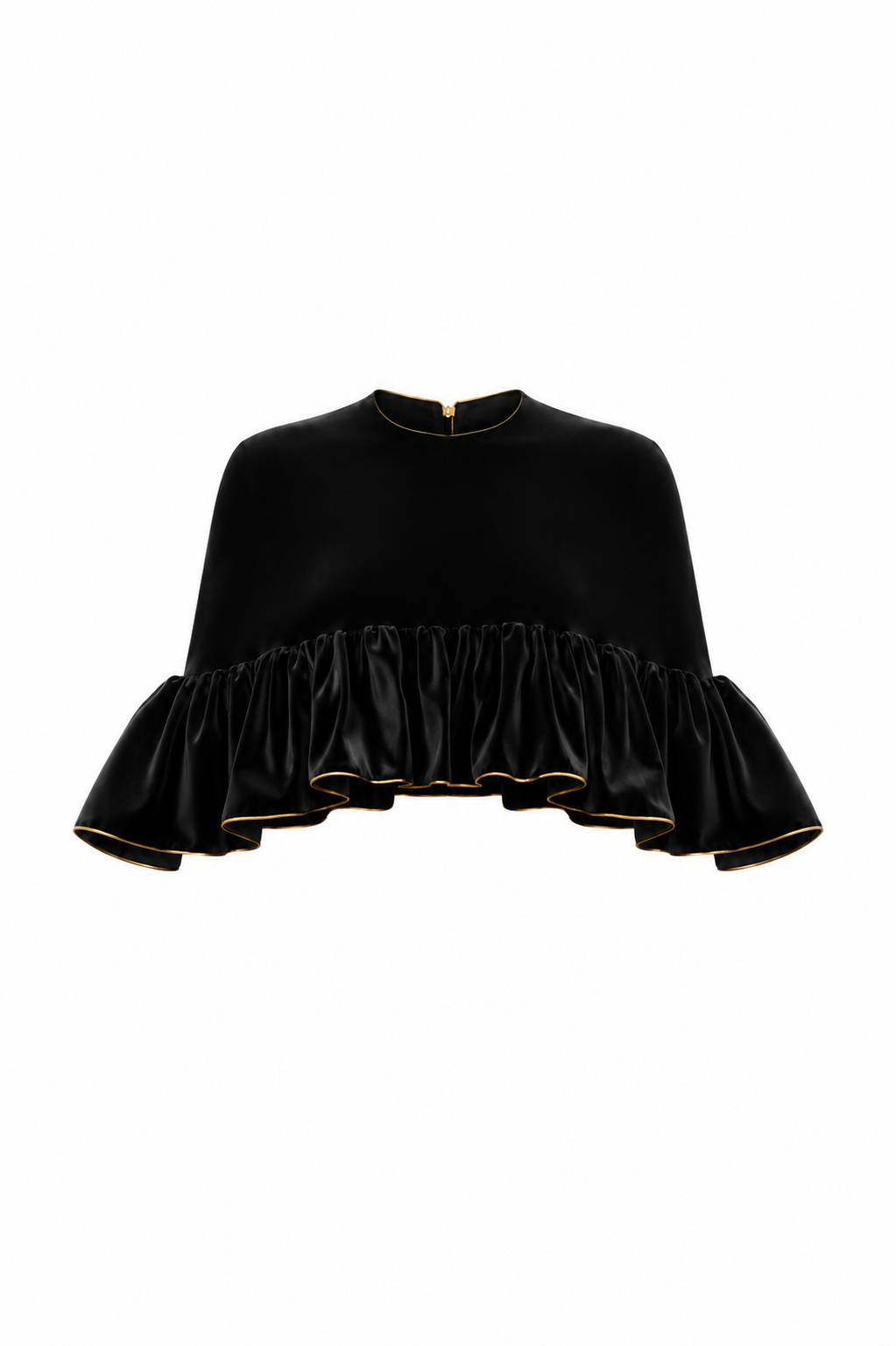 Black Ruffle Cape Gown I Noir I Vnelle