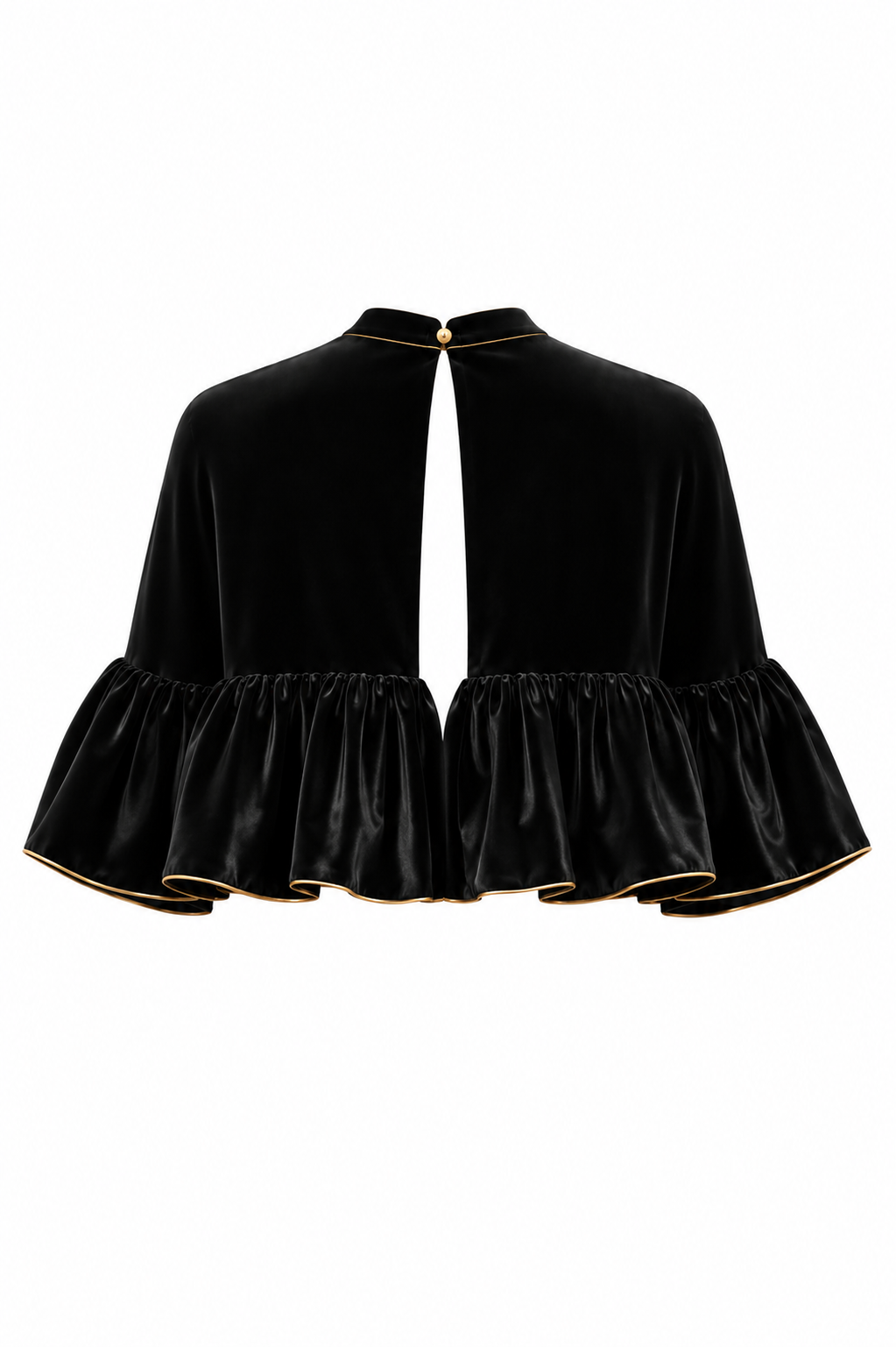 Black Ruffle Cape Gown I Noir I Vnelle