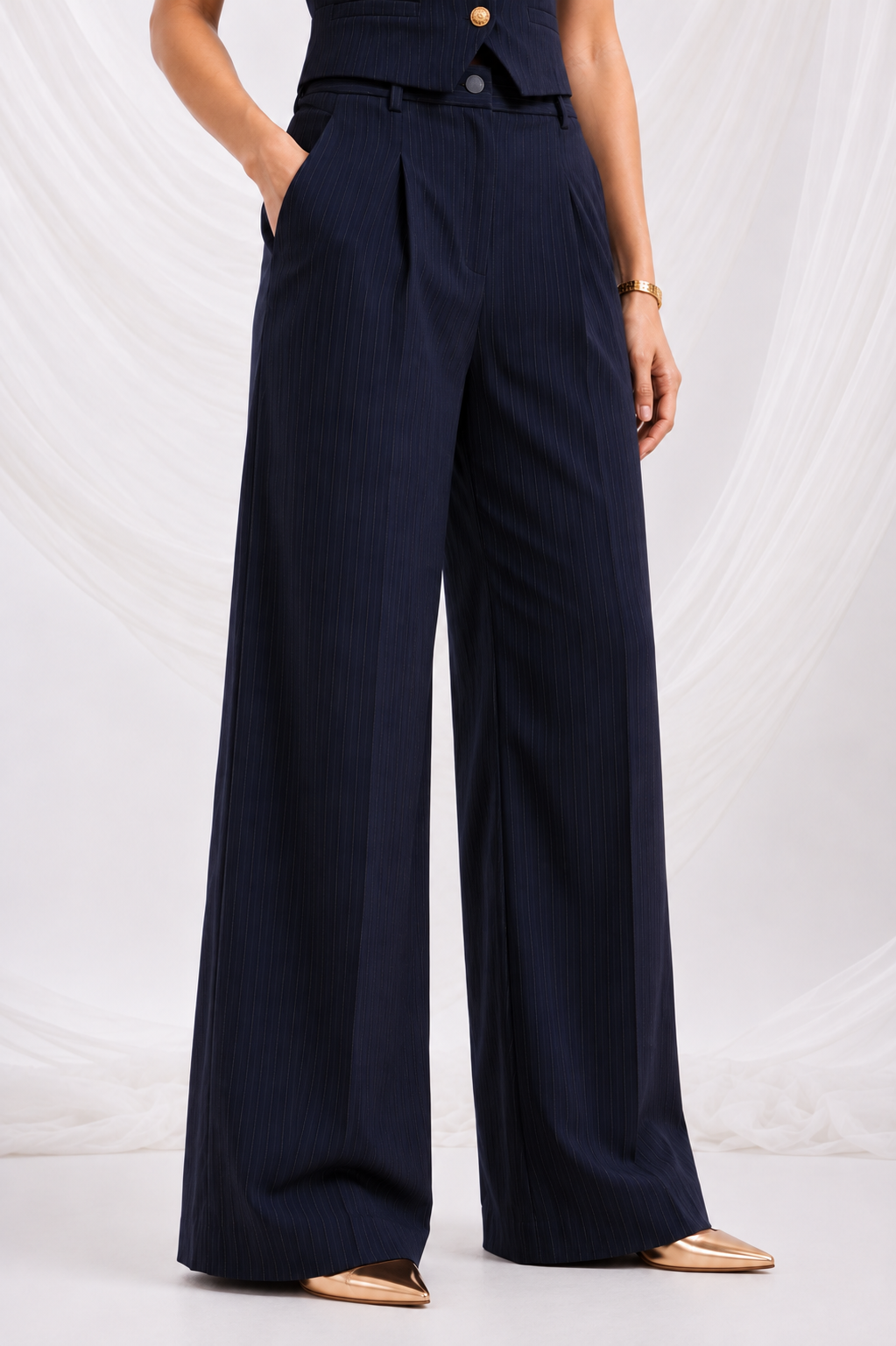 Tailored waistcoat with wide-leg trousers