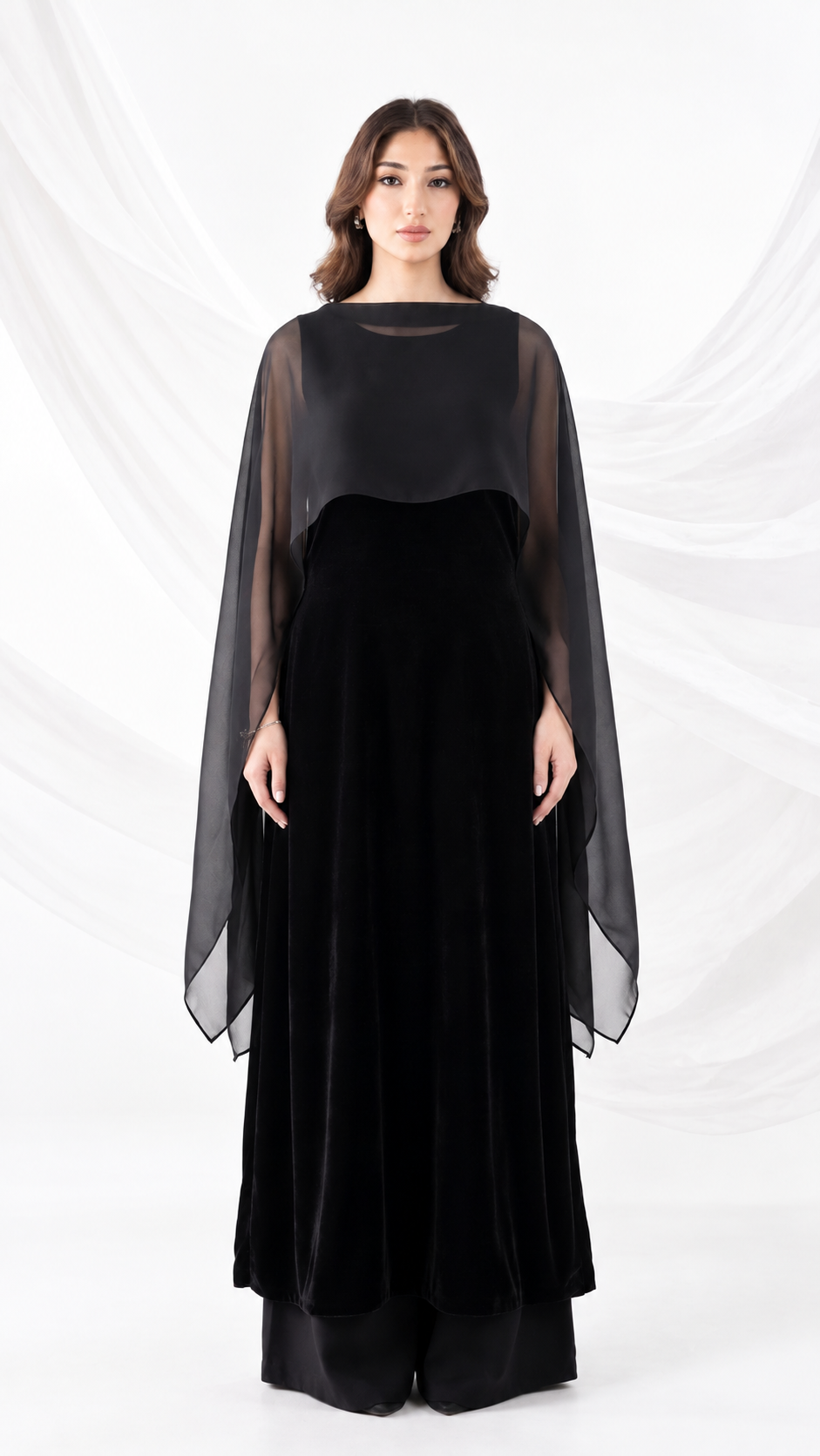 black velvet layered dress set