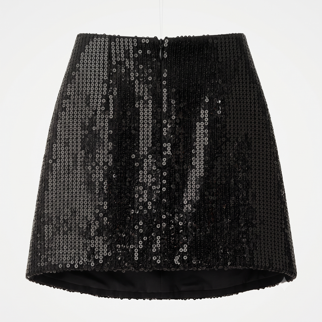 Black Sequin Mini Skirt