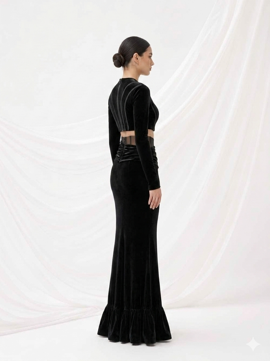 Black Two Piece Dress  I Cords I Noir I vnelle