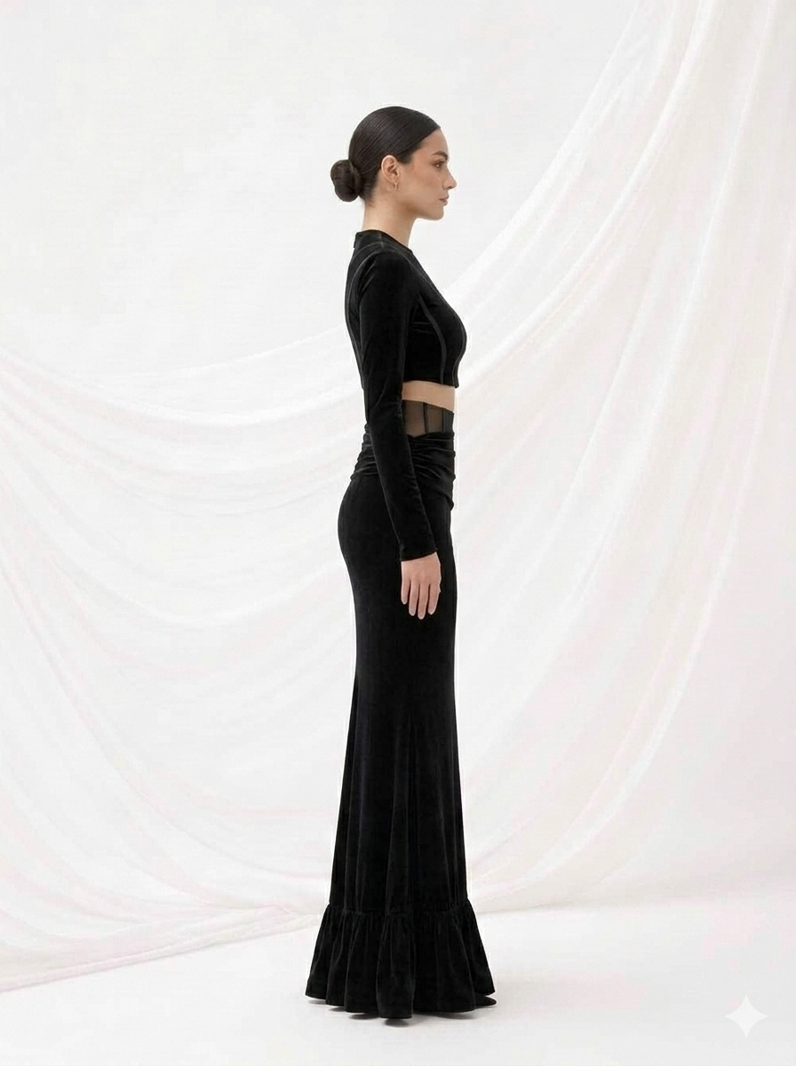 Black Two Piece Dress  I Cords I Noir I vnelle