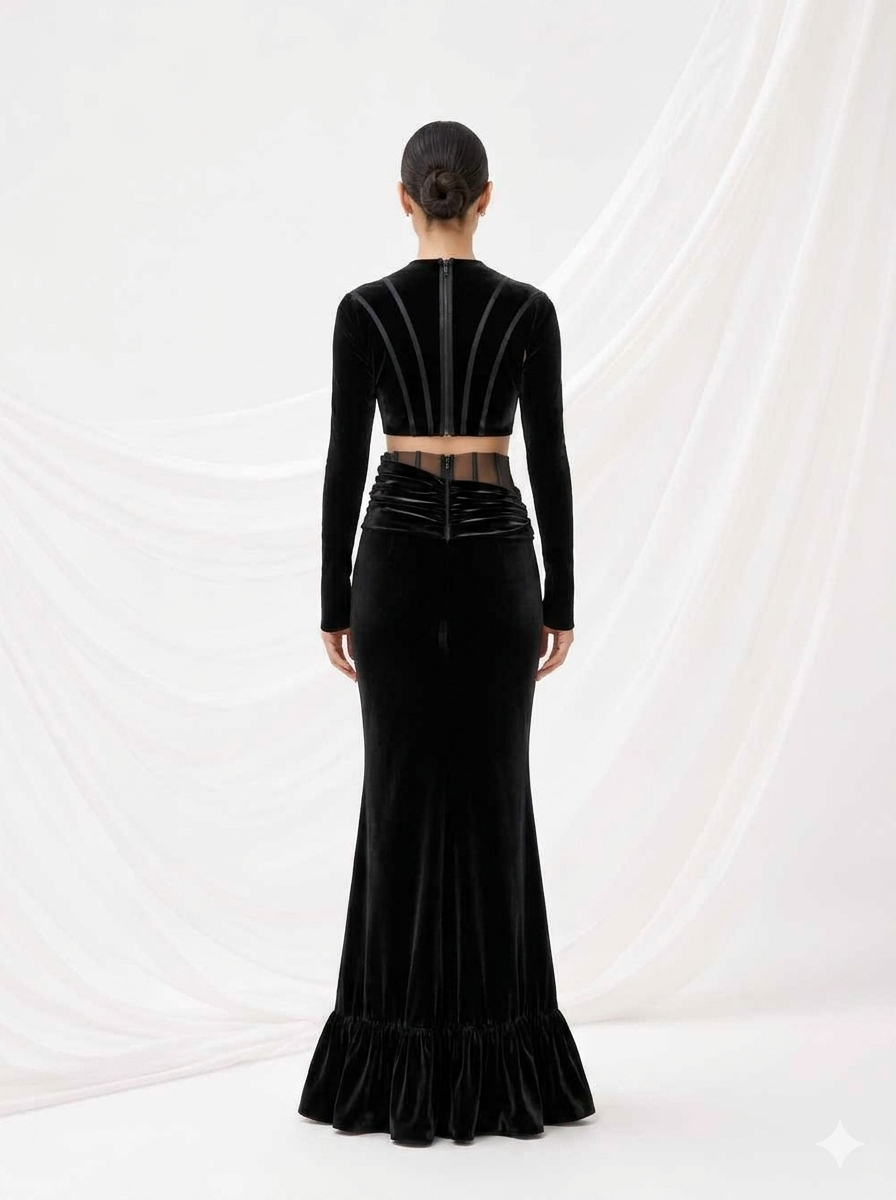 Black Two Piece Dress  I Cords I Noir I vnelle